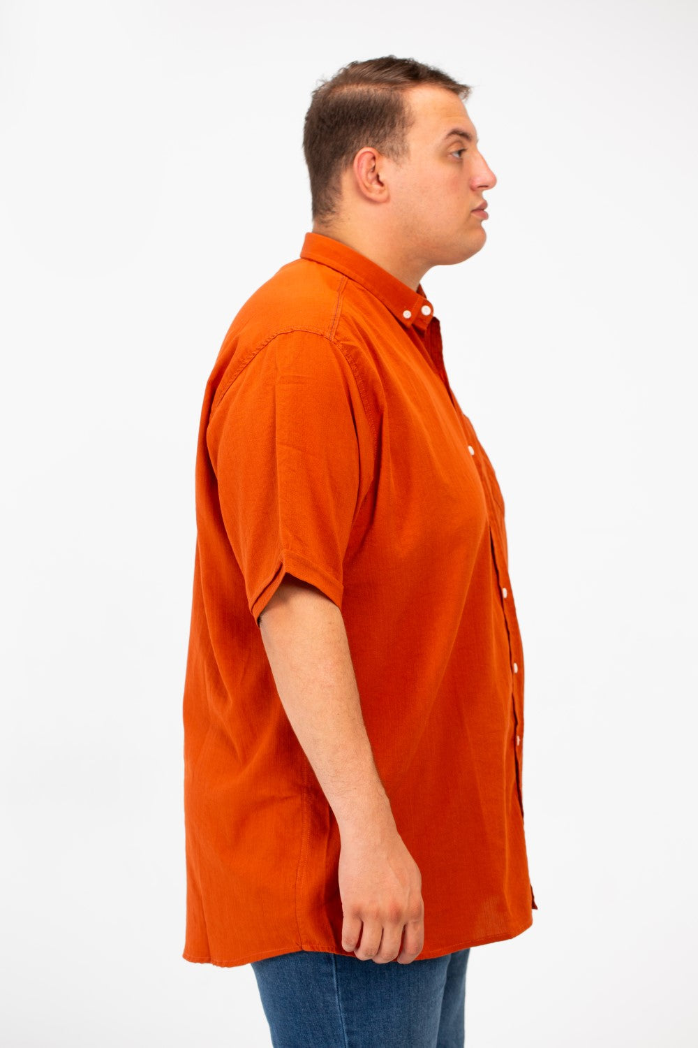 Men's Big Size Basic Short Sleeve Shirt With Front Pocket