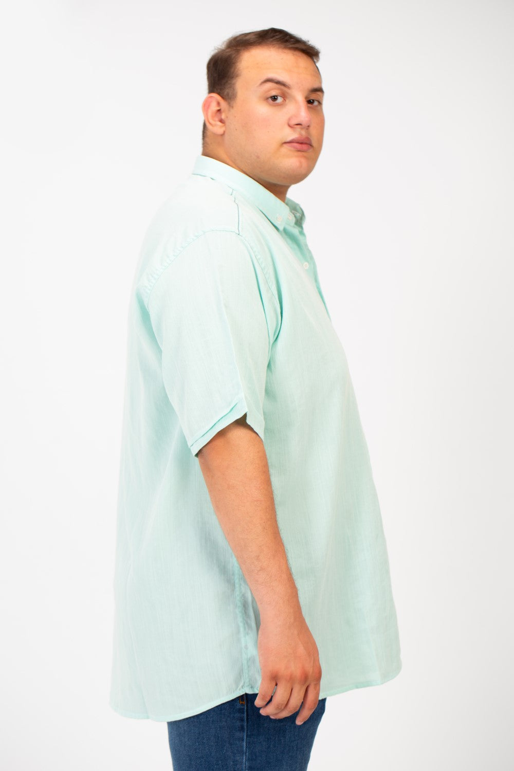 Men's Big Size Basic Short Sleeve Shirt With Front Pocket