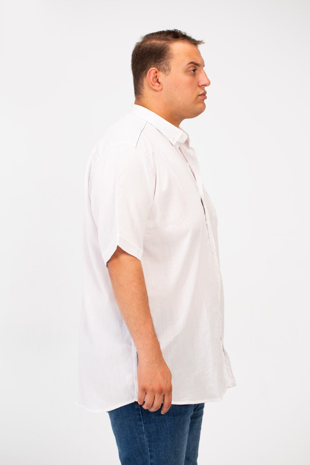 Men's Big Size Basic Short Sleeve Shirt With Front Pocket