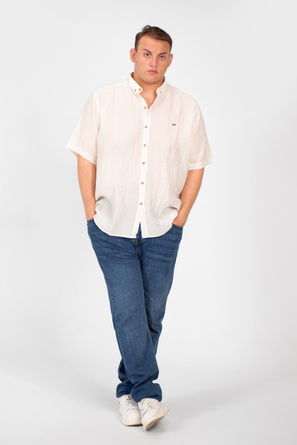 Men's Big Size Short Sleeves Shirt With An Exceptional Design In High Quality Material