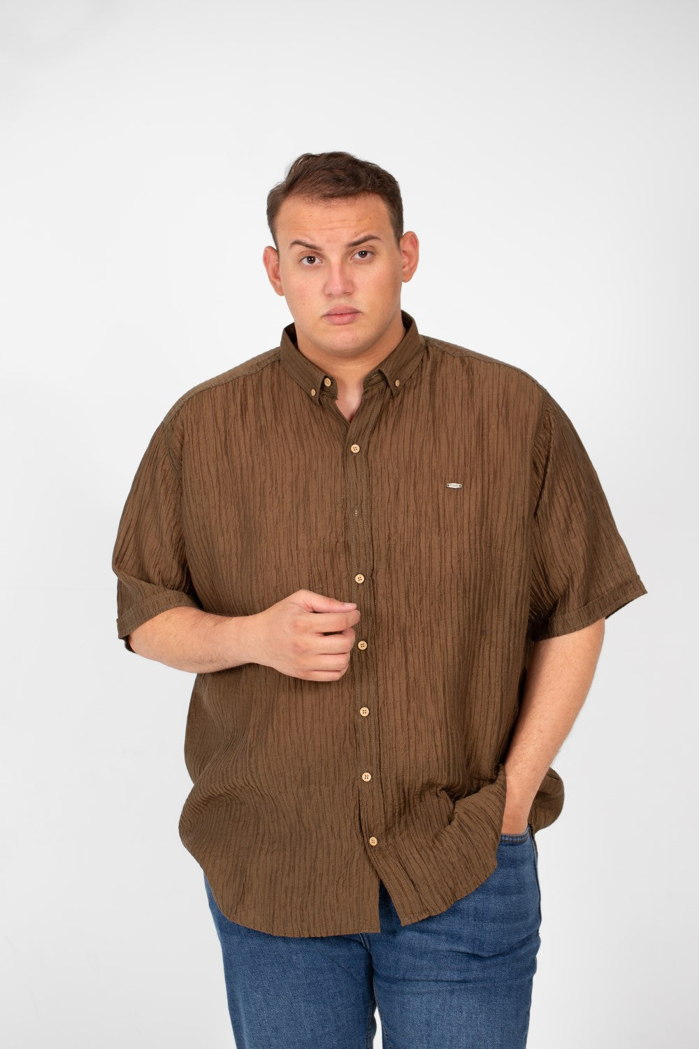 Men's Big Size Short Sleeves Shirt With An Exceptional Design In High Quality Material