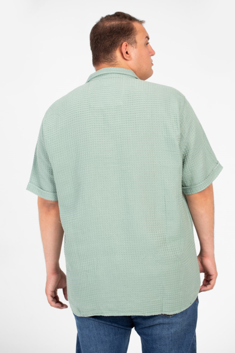 Men's Big Size Basic Plain Shirt With Comfortable Summer Fabric And Short Sleeves