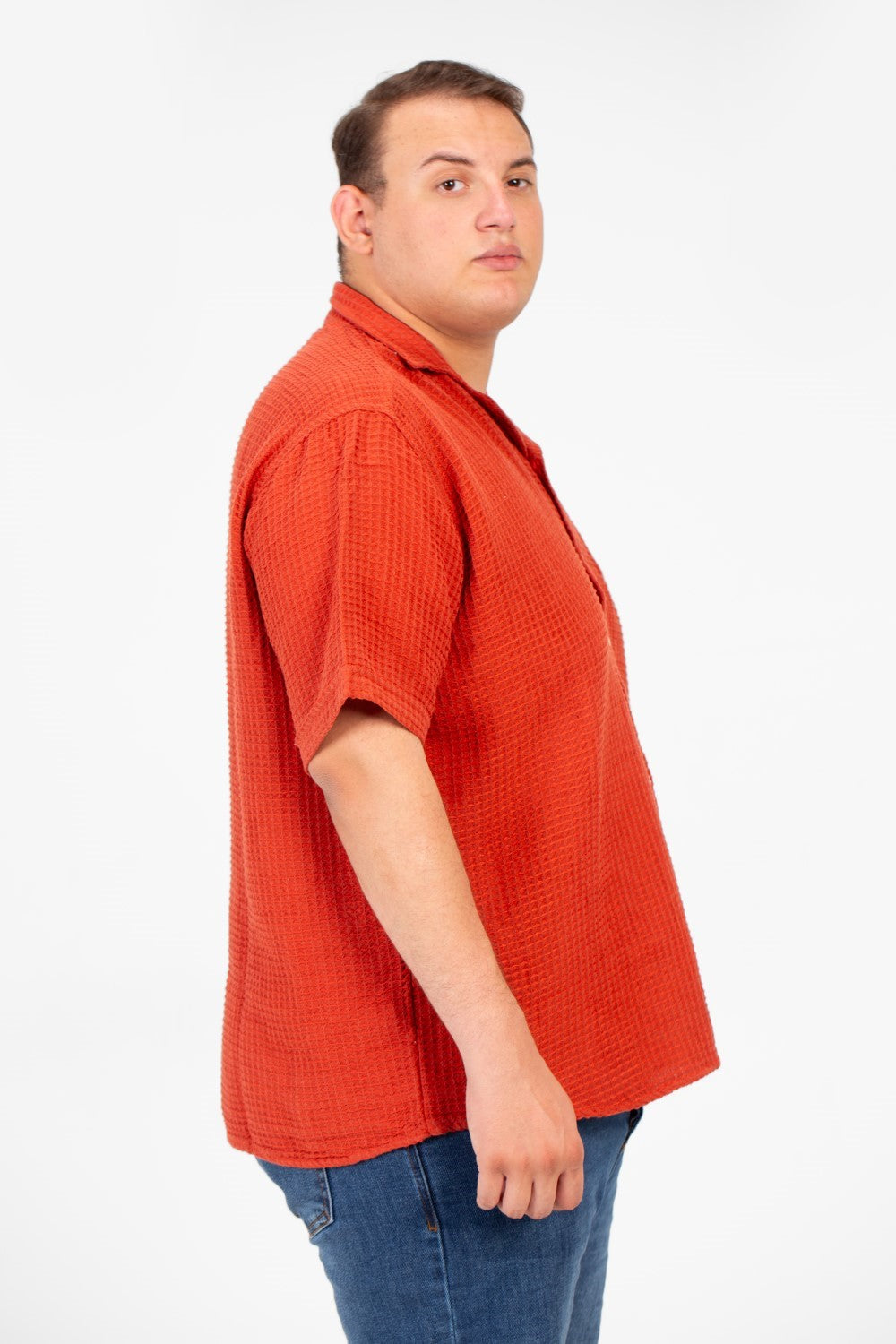 Men's Big Size Basic Plain Shirt With Comfortable Summer Fabric And Short Sleeves