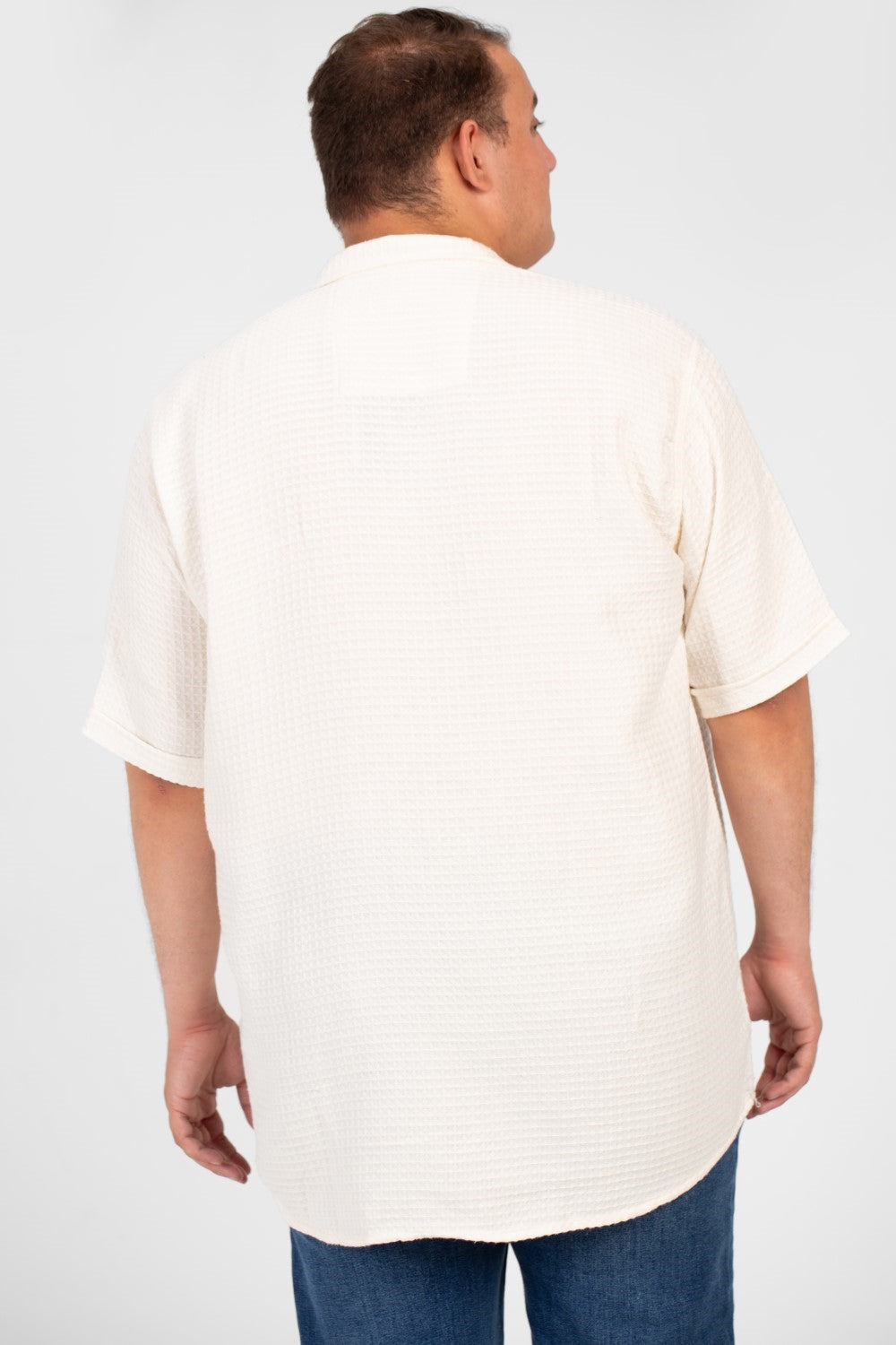 Men's Big Size Basic Plain Shirt With Comfortable Summer Fabric And Short Sleeves