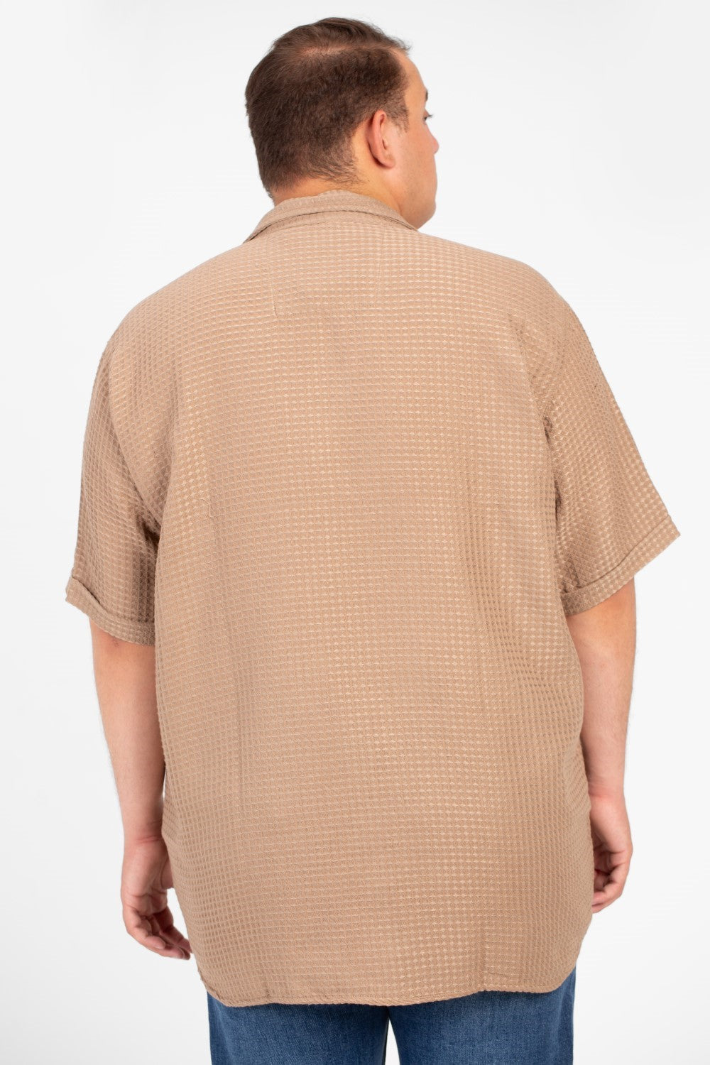 Men's Big Size Basic Plain Shirt With Comfortable Summer Fabric And Short Sleeves