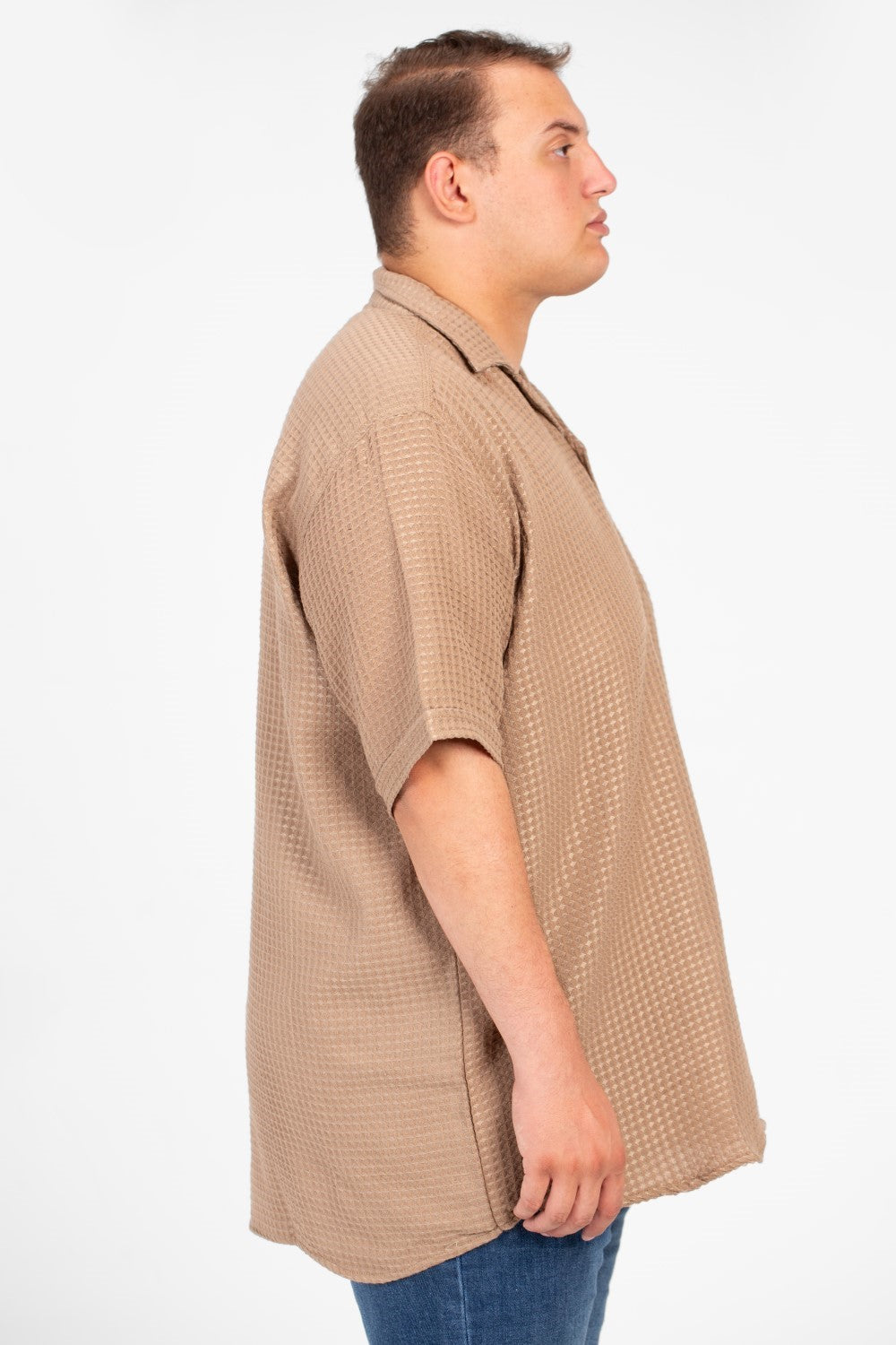 Men's Big Size Basic Plain Shirt With Comfortable Summer Fabric And Short Sleeves