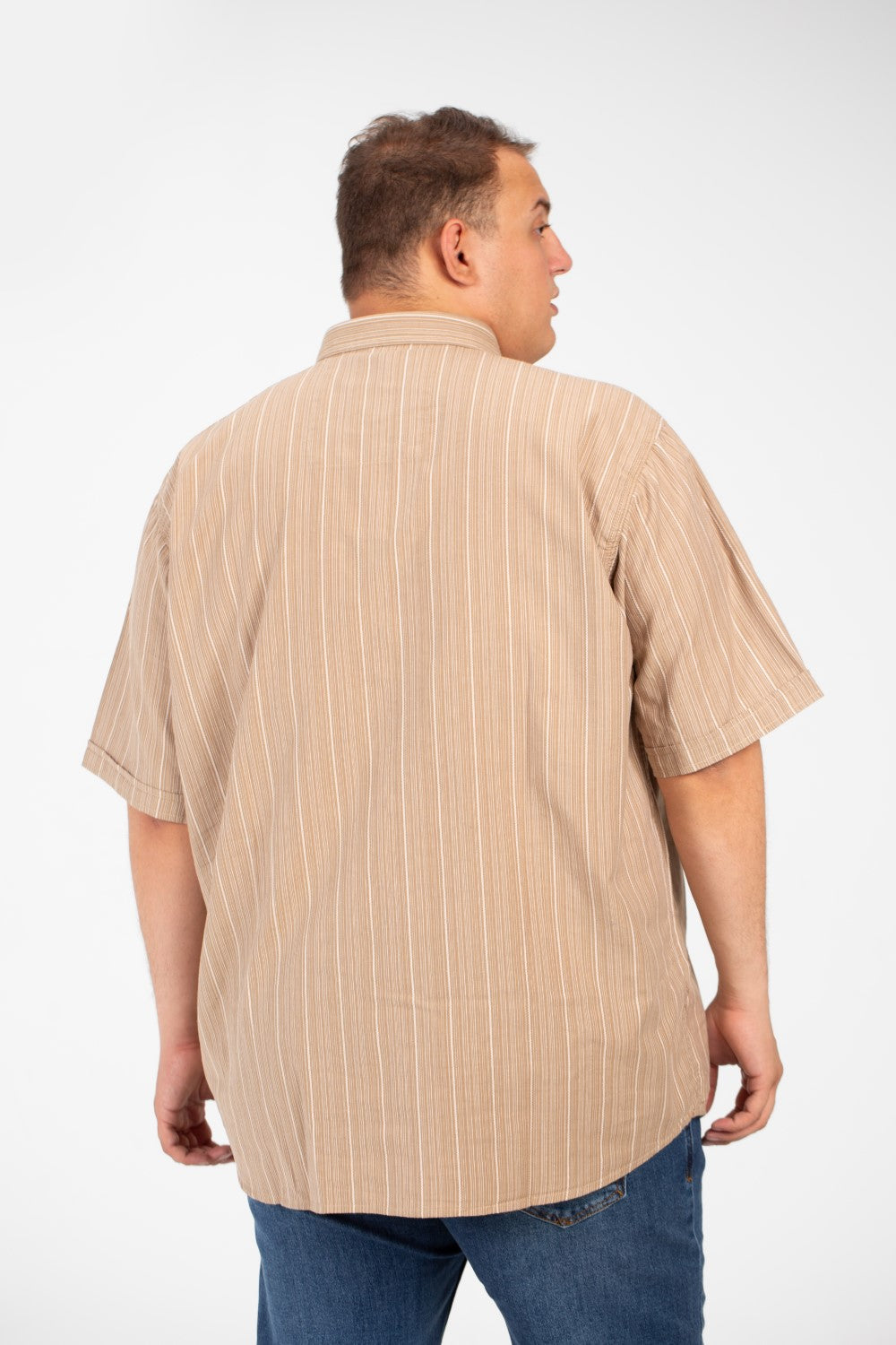 Men's Tomato Big Size Half Sleeve Striped Shirt In Basic Details