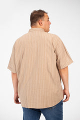Men's Tomato Big Size Half Sleeve Striped Shirt In Basic Details