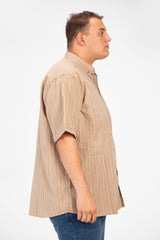 Men's Tomato Big Size Half Sleeve Striped Shirt In Basic Details