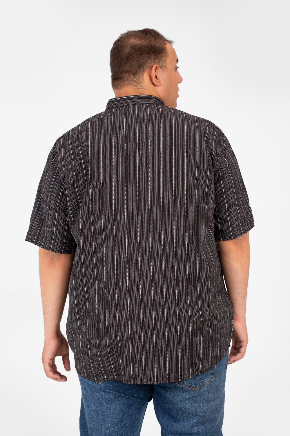 Men's Tomato Big Size Half Sleeve Striped Shirt In Basic Details