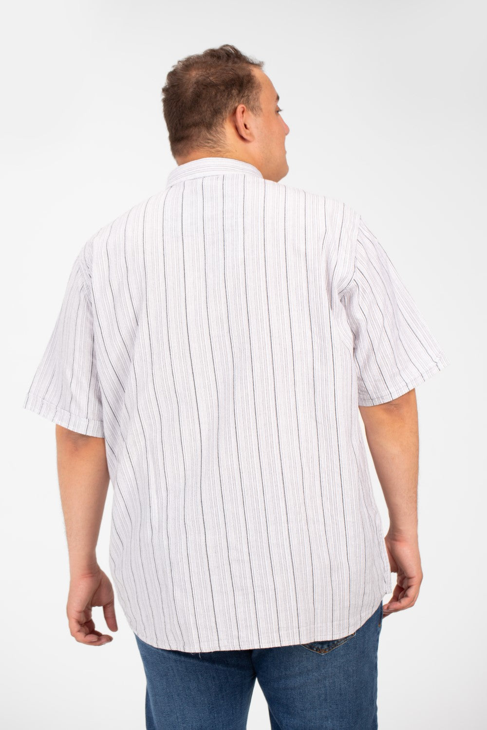 Men's Tomato Big Size Half Sleeve Striped Shirt In Basic Details