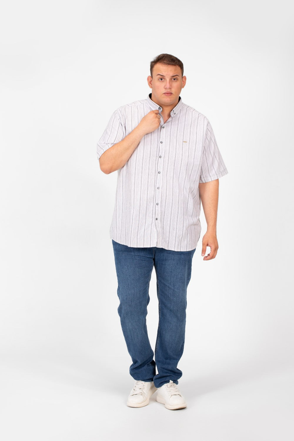 Men's Tomato Big Size Half Sleeve Striped Shirt In Basic Details