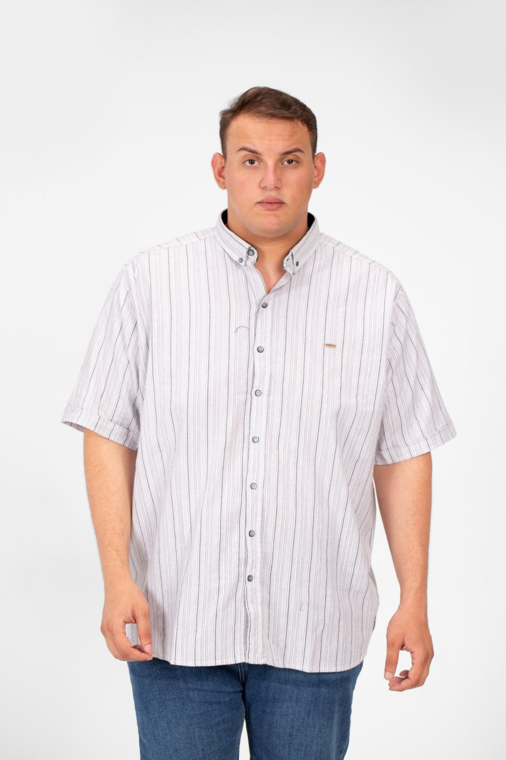 Men's Tomato Big Size Half Sleeve Striped Shirt In Basic Details