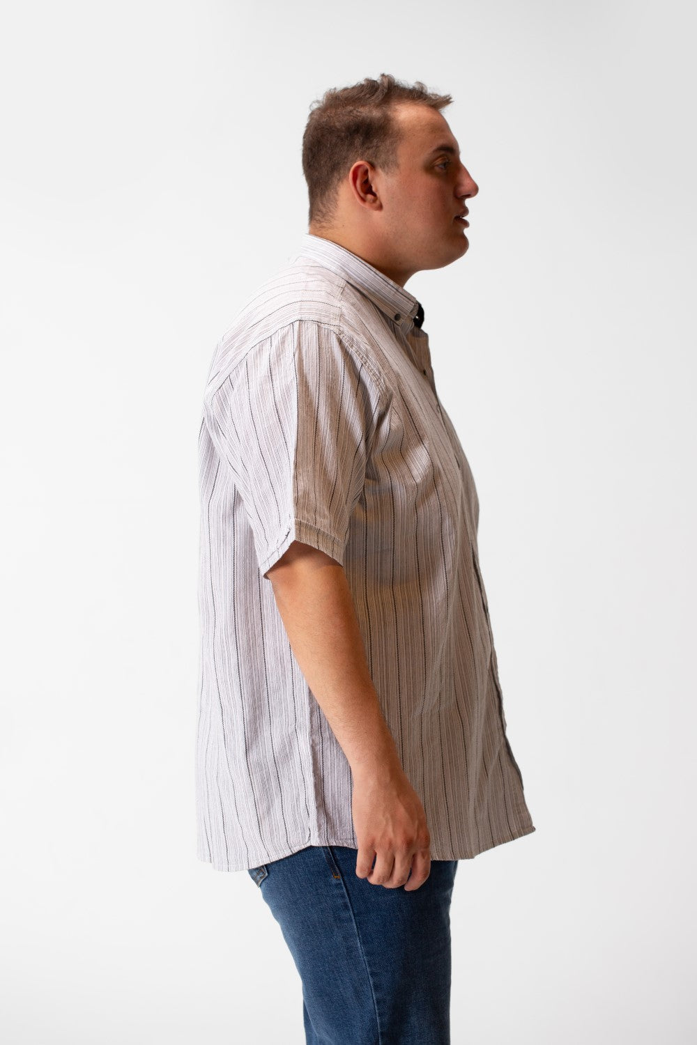 Men's Tomato Big Size Half Sleeve Striped Shirt In Basic Details