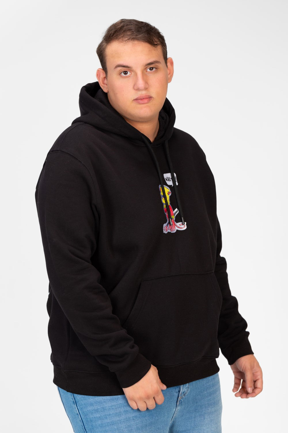 Men's Big size Hoodie With Graphic Print And Front Pocket