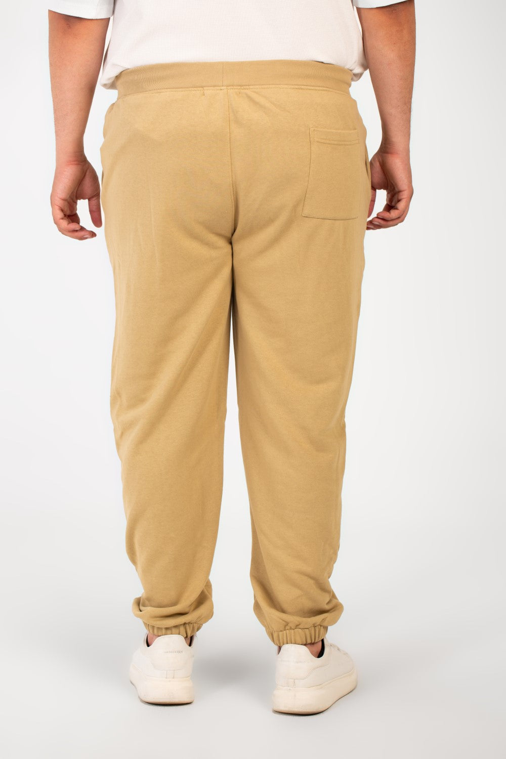 Men's Big Size Melton Basic Sweatpants With Elastic Waistband And Side Text Print