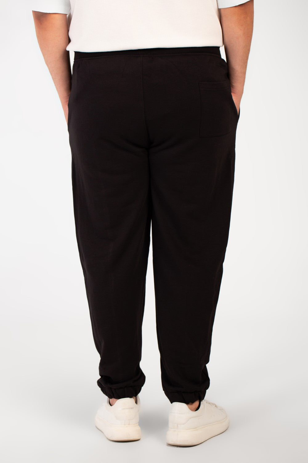 Men's Big Size Melton Basic Sweatpants With Elastic Waistband And Side Text Print