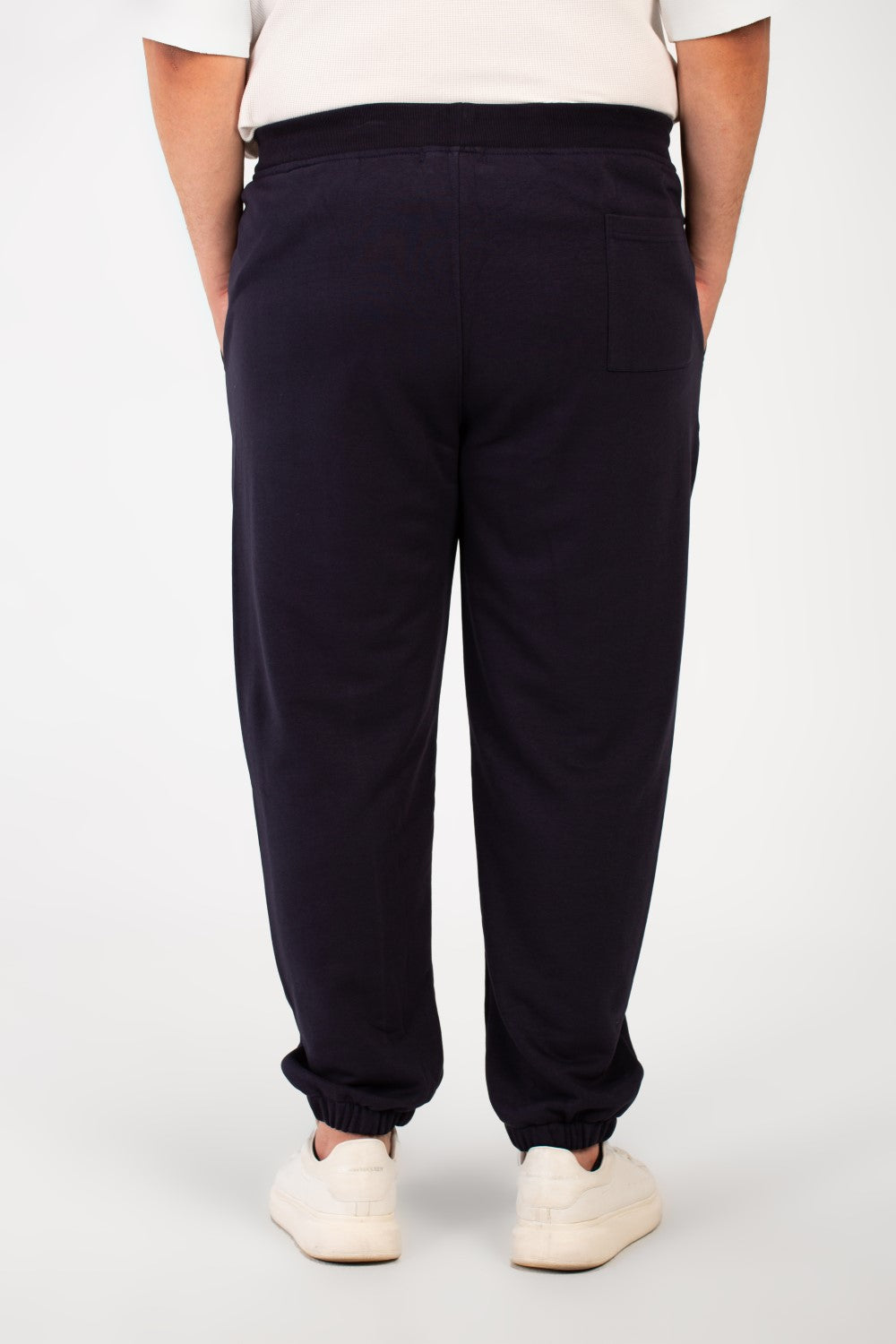 Men's Big Size Melton Basic Sweatpants With Elastic Waistband And Side Text Print