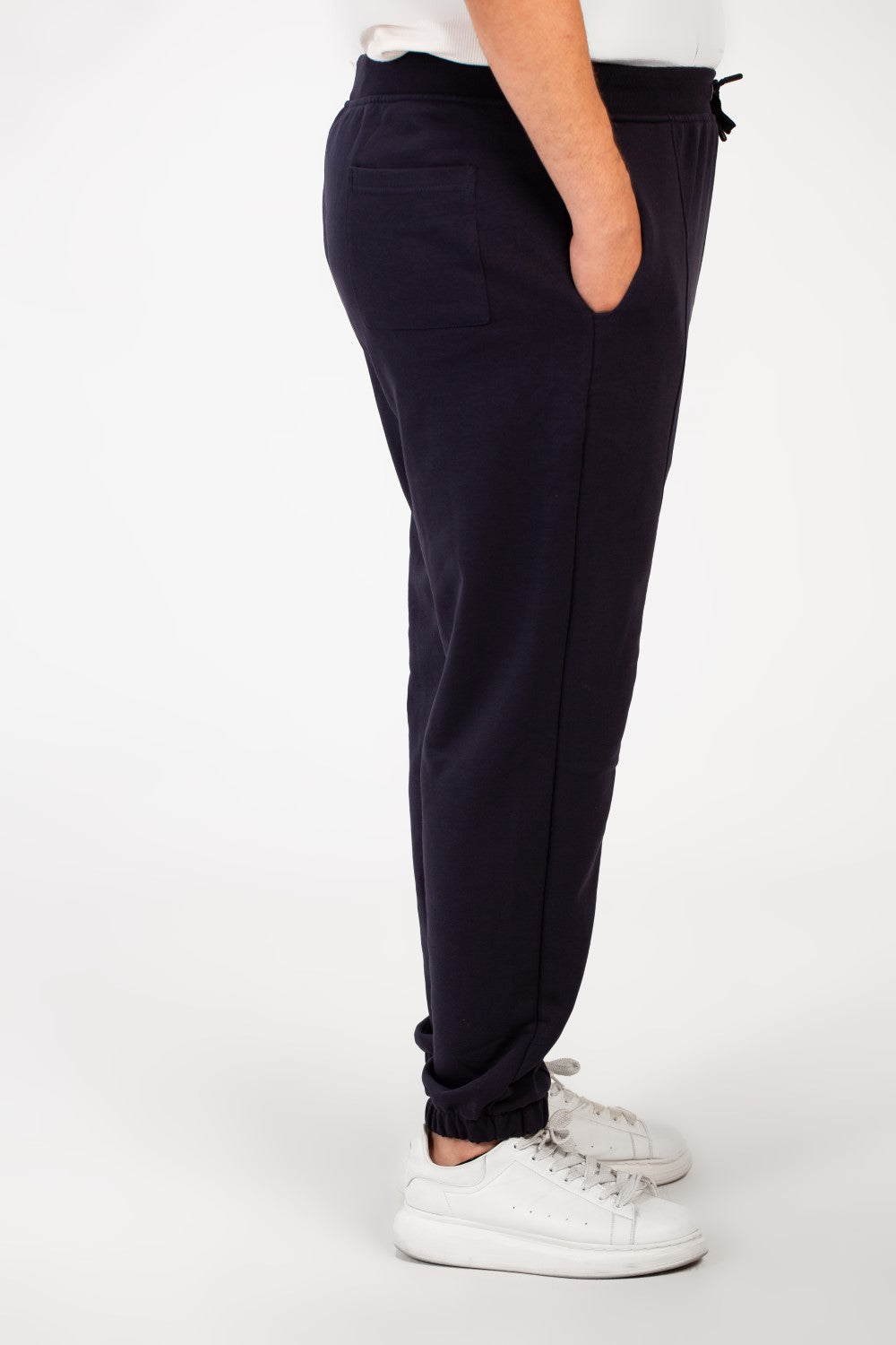 Men's Big Size Melton Basic Sweatpants With Elastic Waistband And Side Text Print
