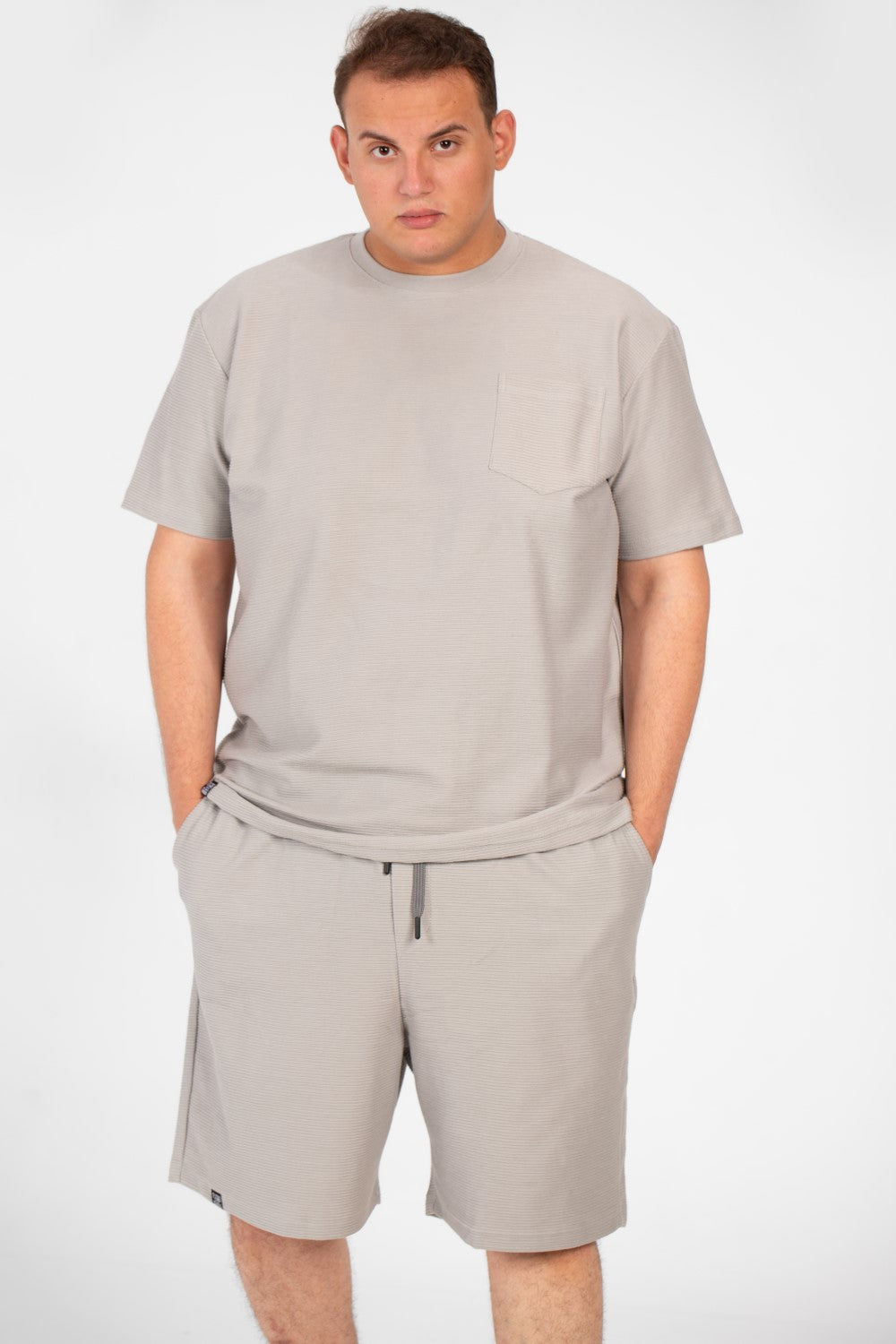 Men's Summer Big Size Outfit Set Sleeved Front Pocket &