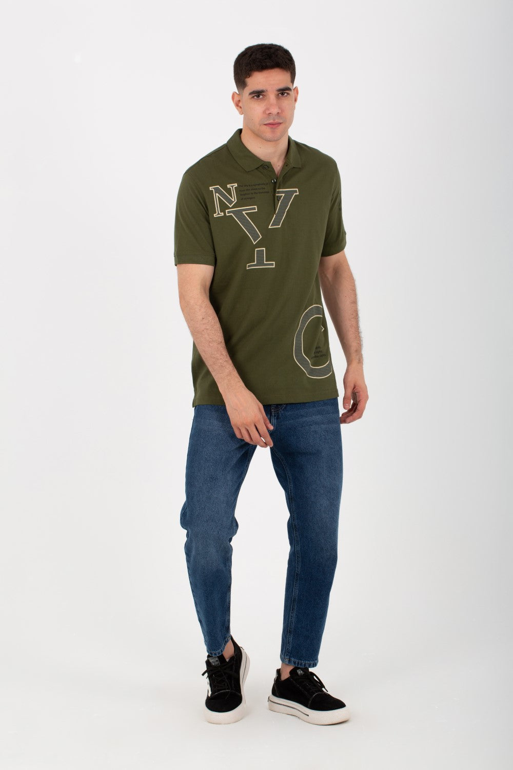 Men's Polo Printed Comfortable T-shirt With Collar And Short Sleeves