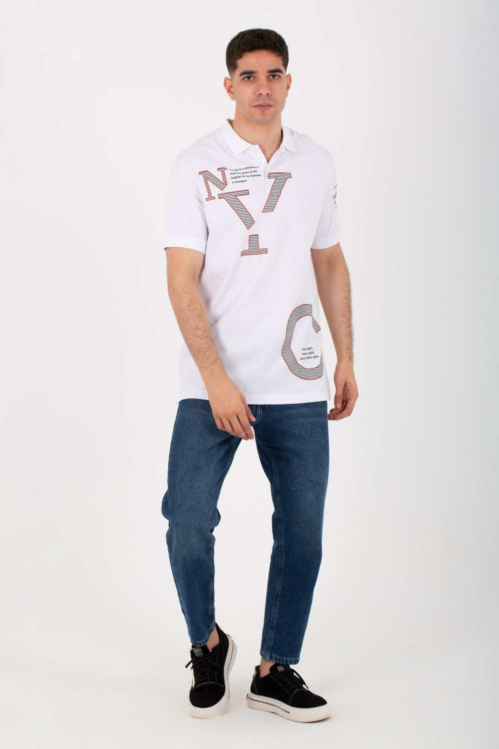 Men's Polo Printed Comfortable T-shirt With Collar And Short Sleeves