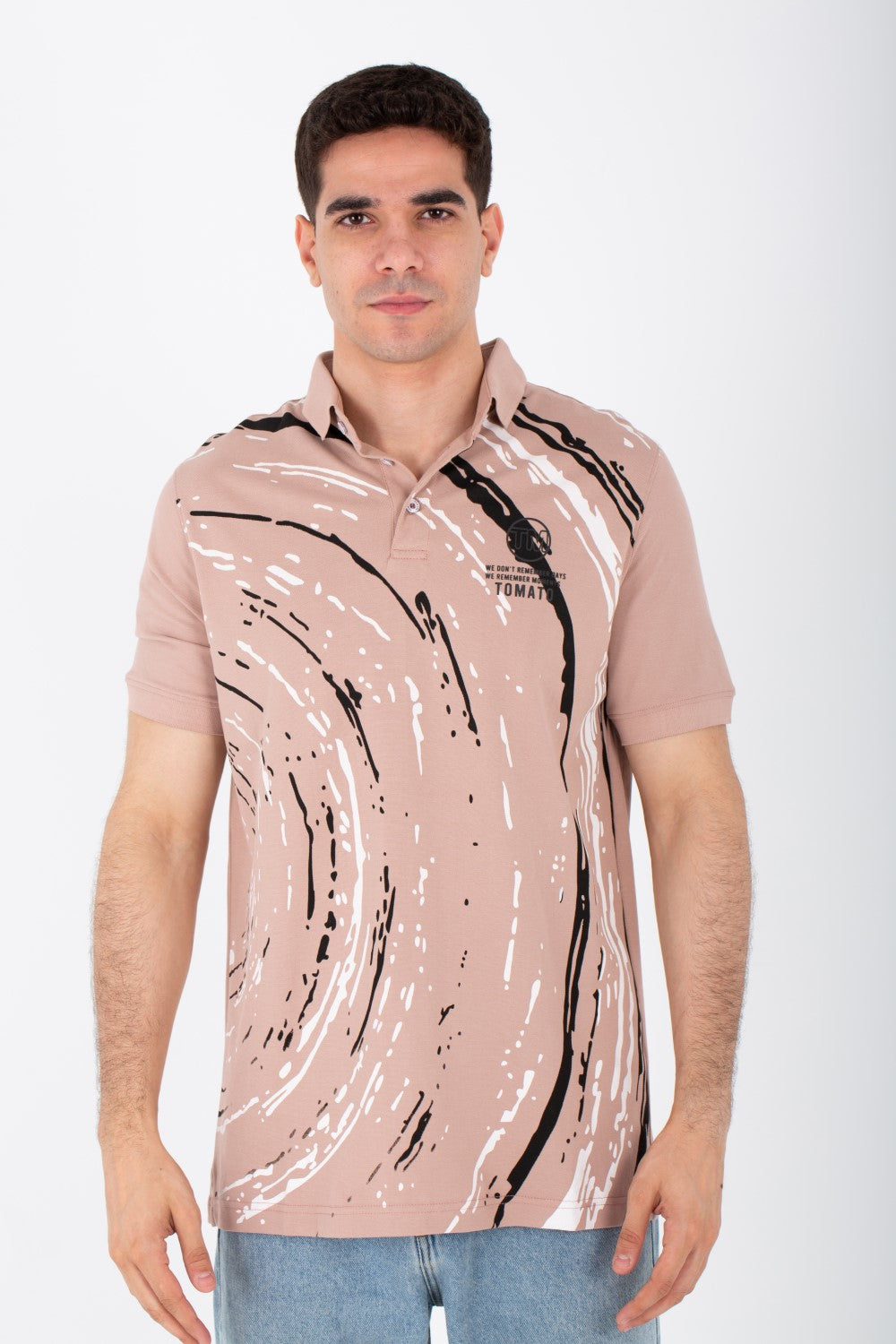 Mens Polo Slim Fit Short Sleeves T-shirt Printed On The Front