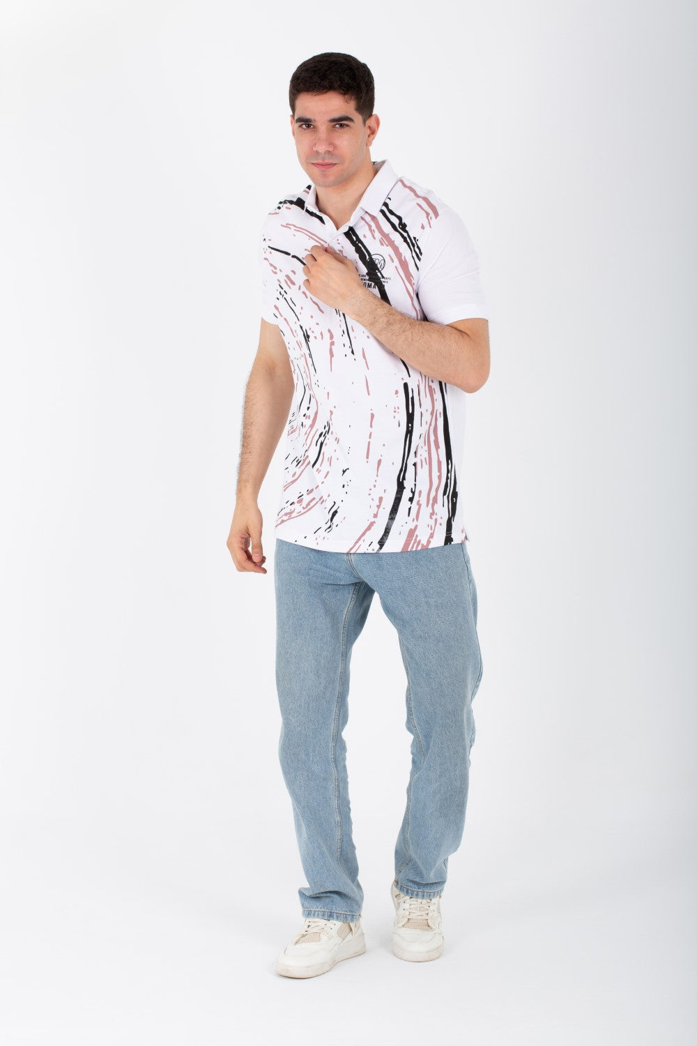 Mens Polo Slim Fit Short Sleeves T-shirt Printed On The Front