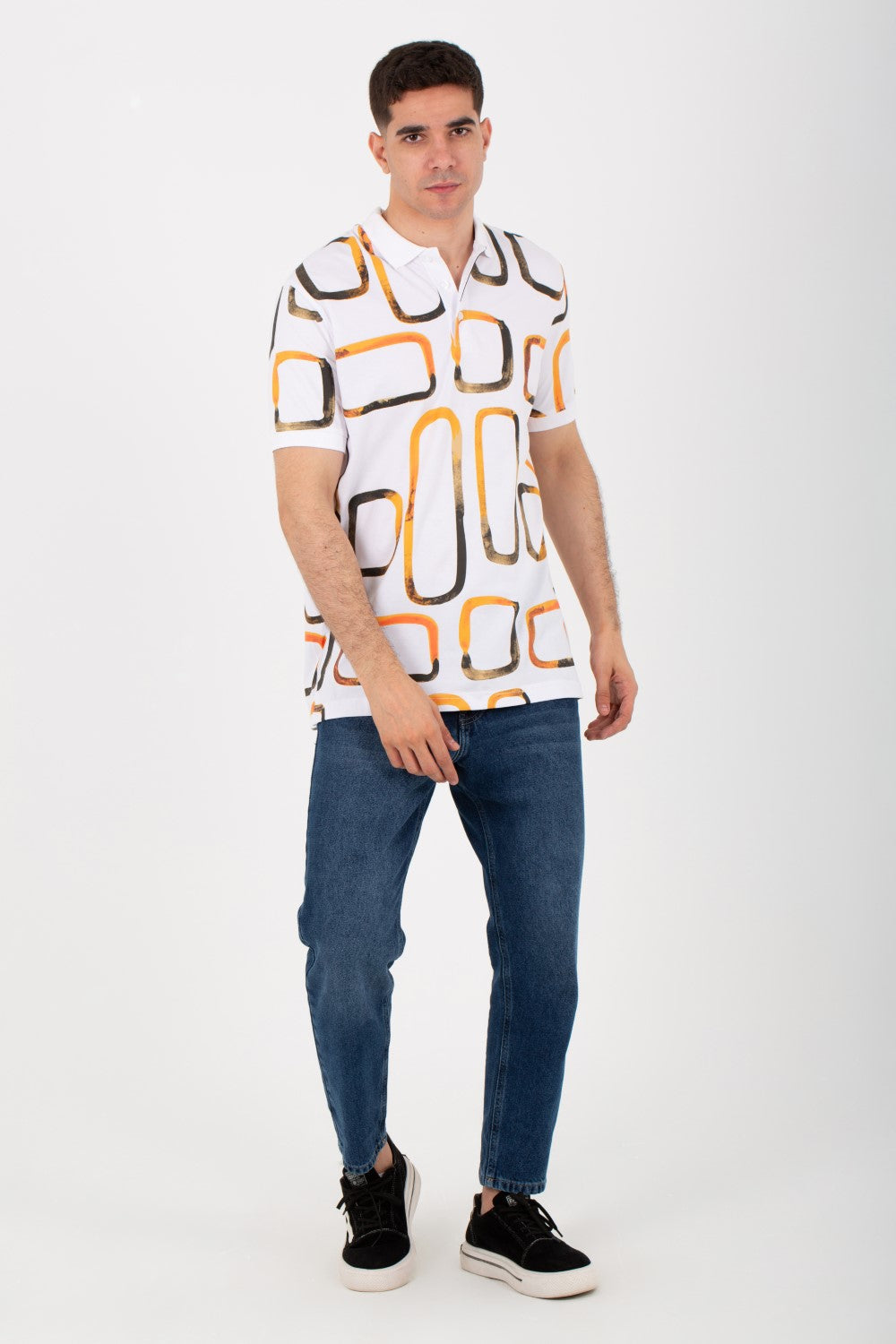 Mens Half Sleeve Polo T-shirt With Collar Printed On The Front And Back