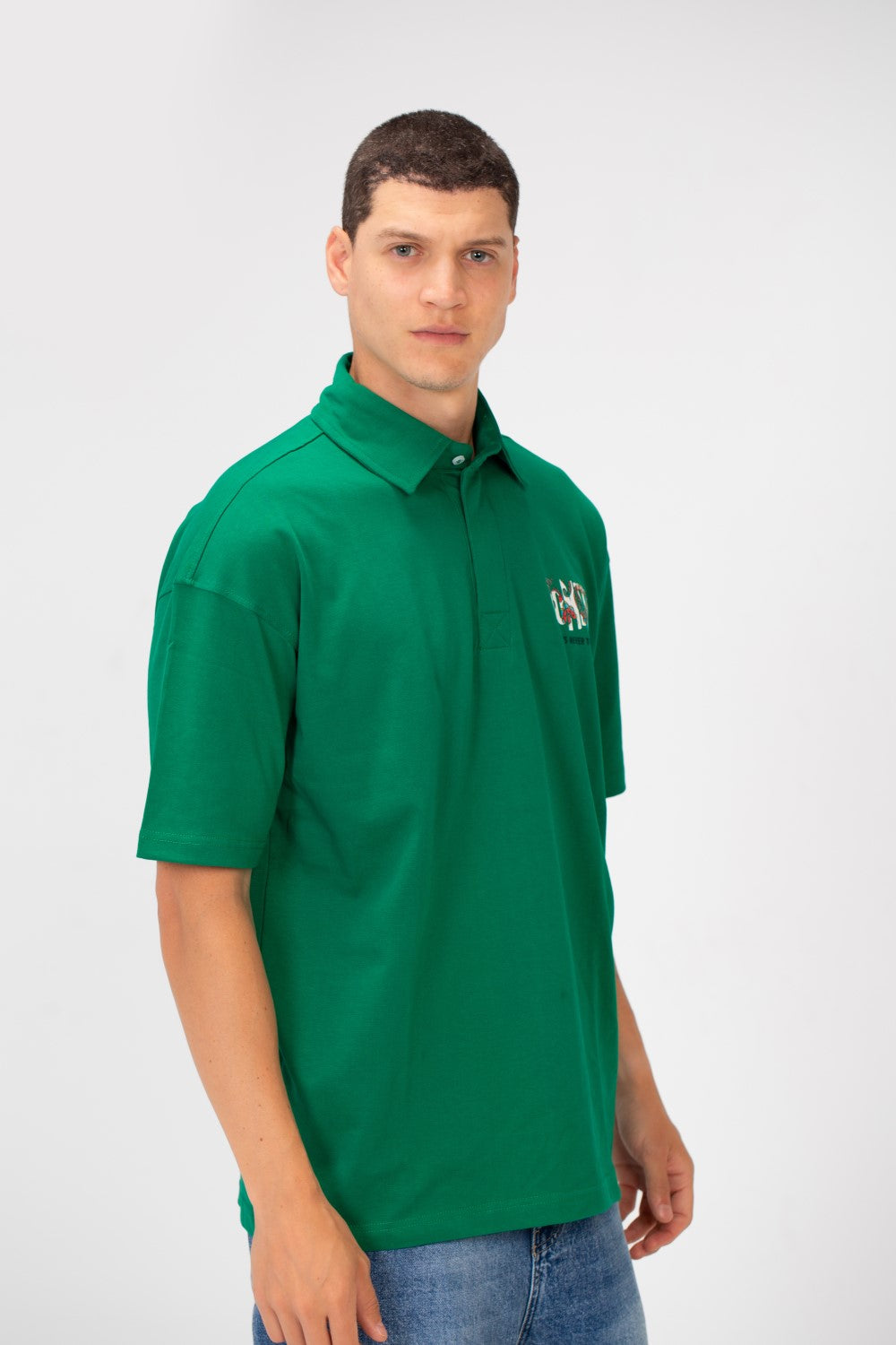 Men's Regular Fit Polo Neck Short Sleeve T-shirt With Colorful Tomato Print