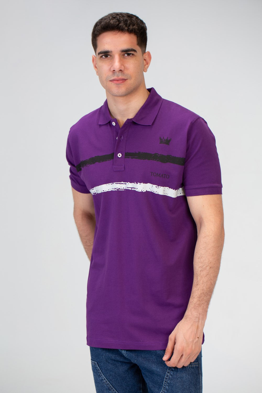 Mens Slim Fit Polo T-Shirt With Front Print