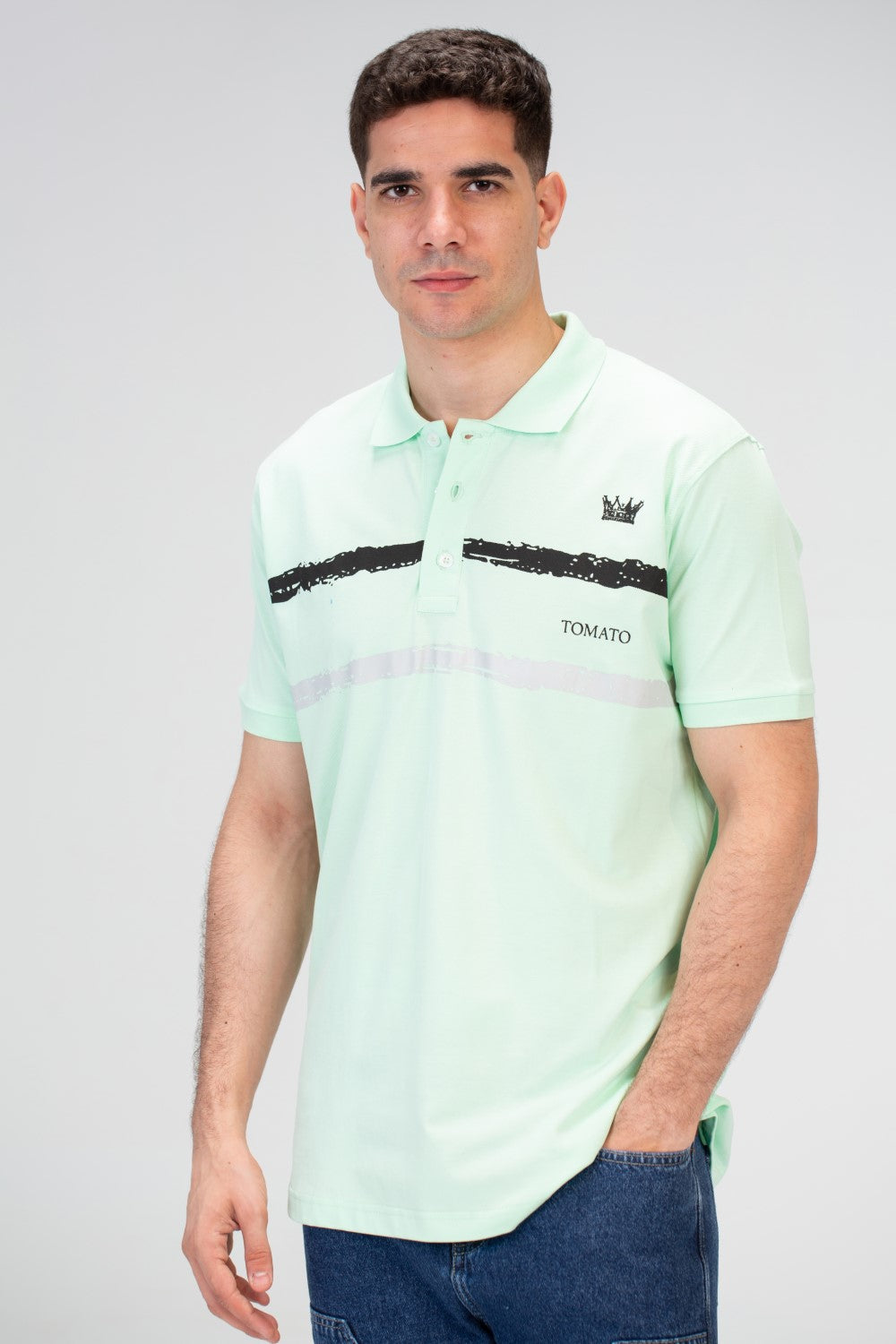 Mens Slim Fit Polo T-Shirt With Front Print