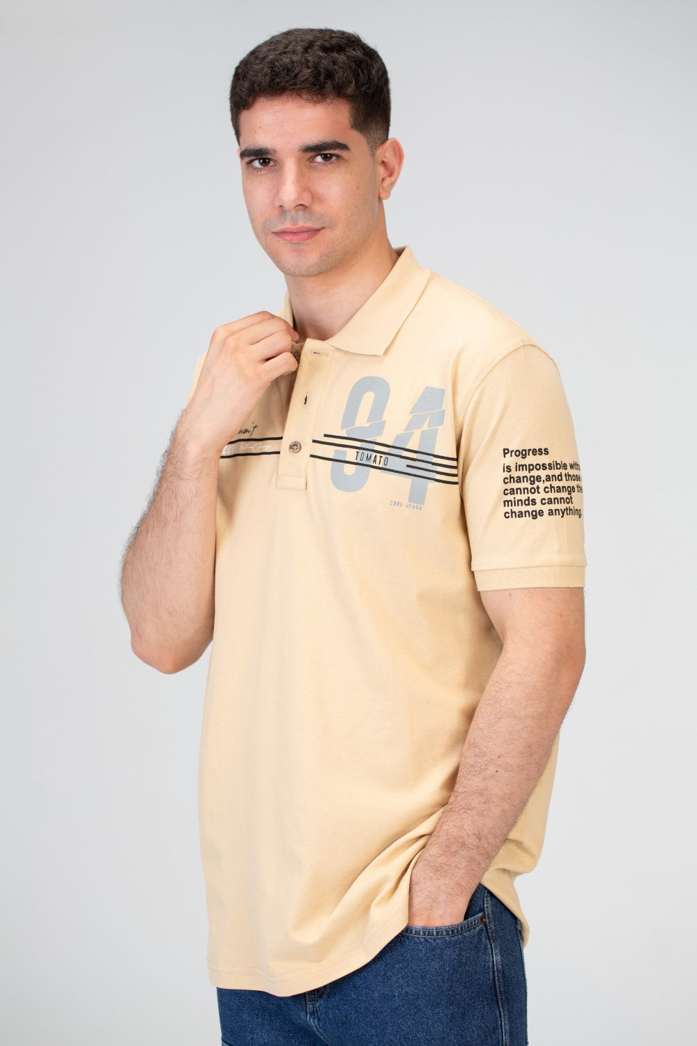 Mens Slim Fit Polo T-Shirt With Round Neck And Short Sleeves