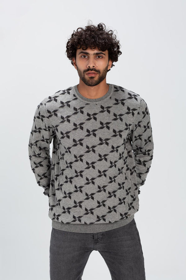Men's Rounded Neck Basic Made Of Soft Wool With Designed Pattern Pullover Multi Color