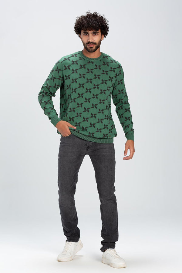 Men's Rounded Neck Basic Made Of Soft Wool With Designed Pattern Pullover Multi Color