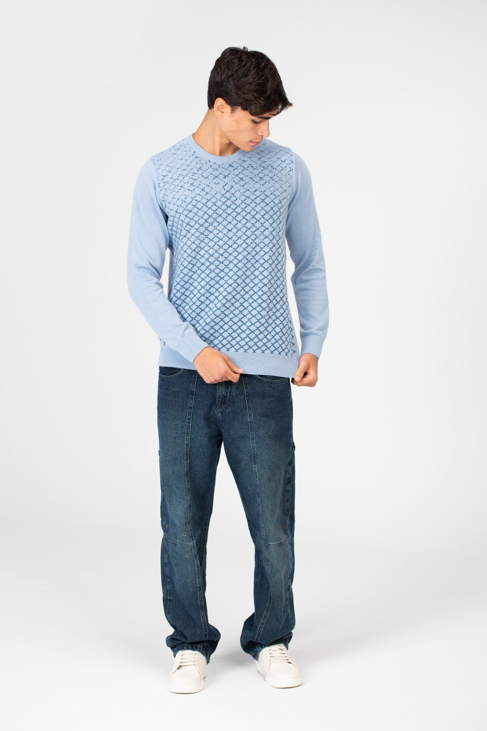 Men's Jakar Sweater Pullover With Round Neck And Sleeves