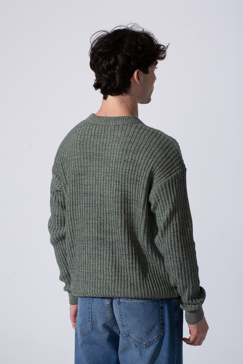 Men's Slim Fit Jakar Cotton Pullover With A Round Neck And Long Sleeves