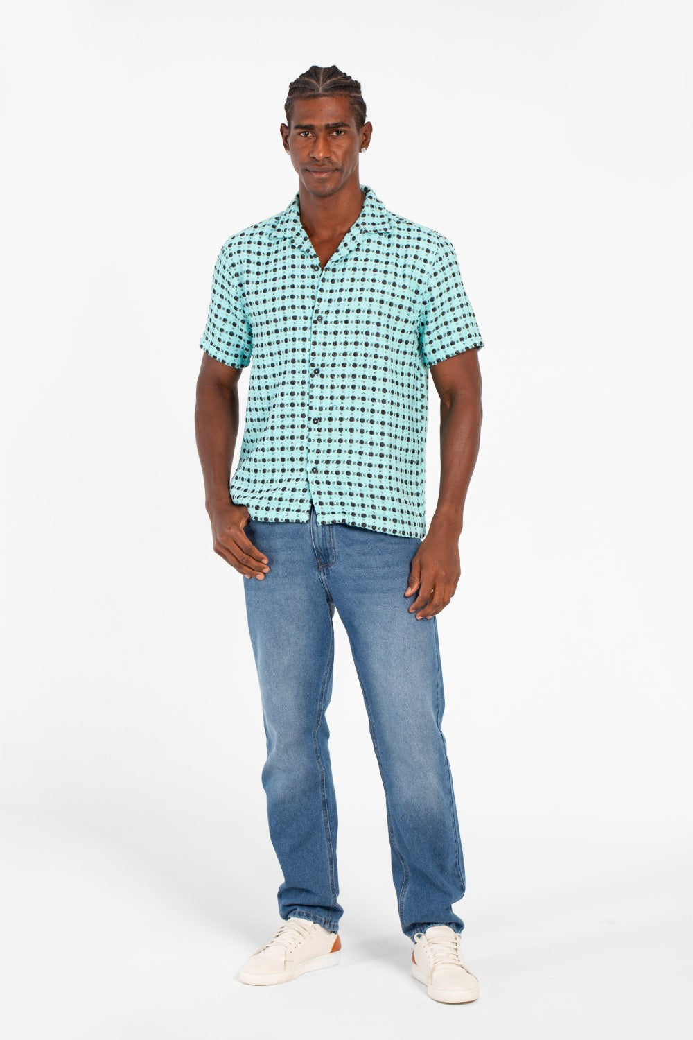 Men's Dotted Short Sleeve Slim Fit Shirt In High Quality Modern Design