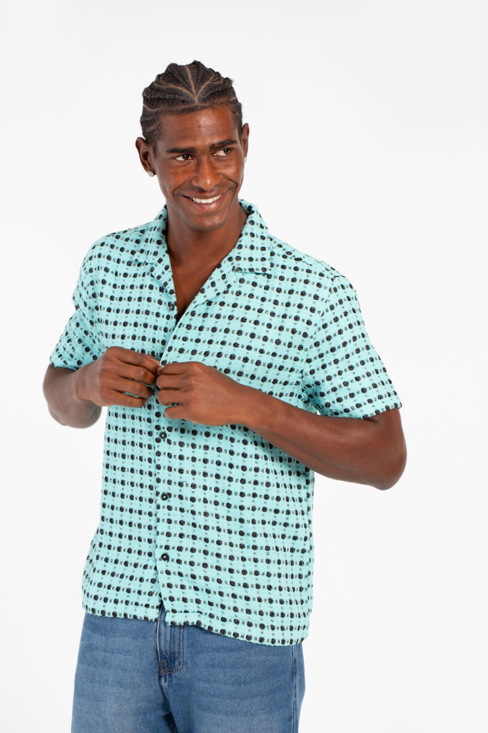 Men's Dotted Short Sleeve Slim Fit Shirt In High Quality Modern Design