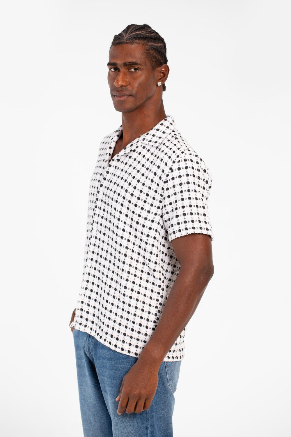 Men's Dotted Short Sleeve Slim Fit Shirt In High Quality Modern Design