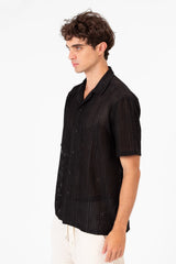 Men's Short Sleeve Mesh Breathable Slim Fit Transparent Shirt
