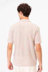 Men's Tomato Half Sleeve Mesh Slim Fit Basic Modern Shirt