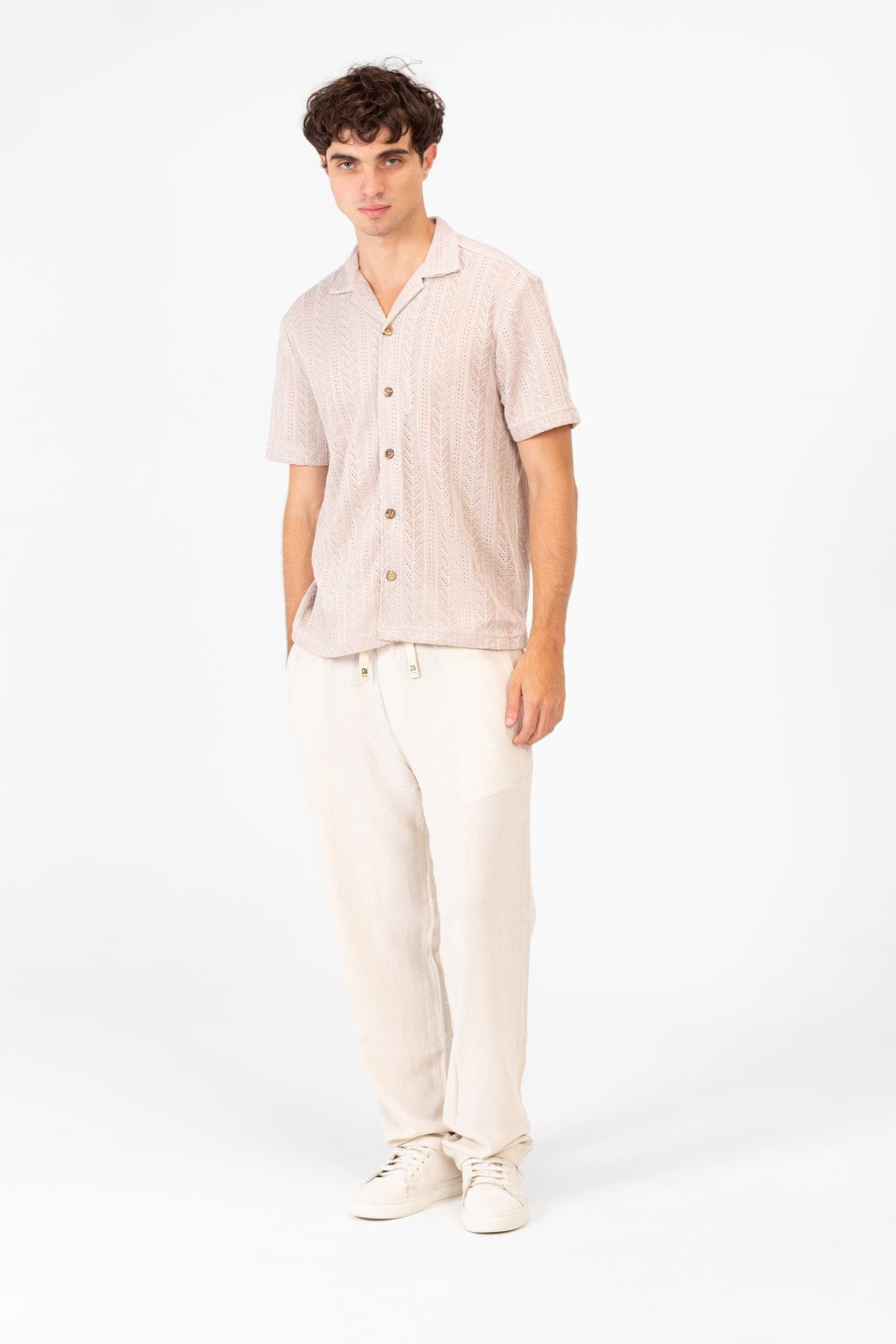 Men's Tomato Half Sleeve Mesh Slim Fit Basic Modern Shirt