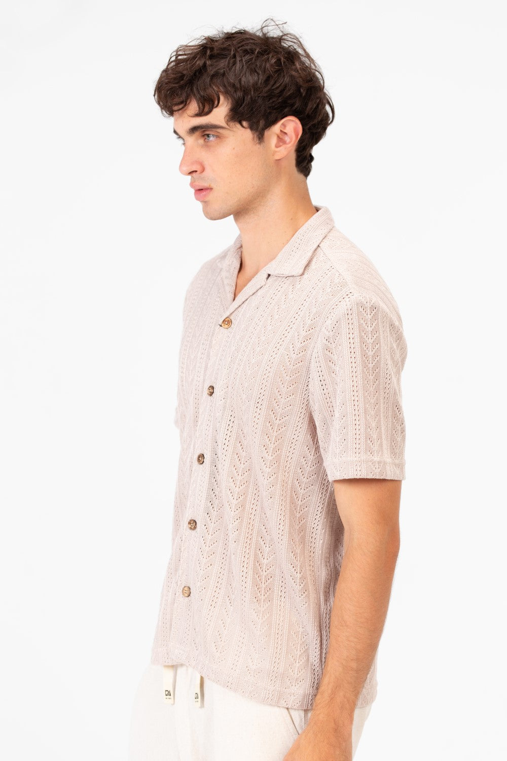 Men's Tomato Half Sleeve Mesh Slim Fit Basic Modern Shirt