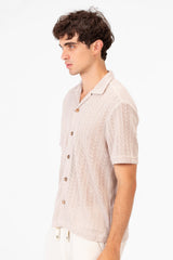Men's Tomato Half Sleeve Mesh Slim Fit Basic Modern Shirt