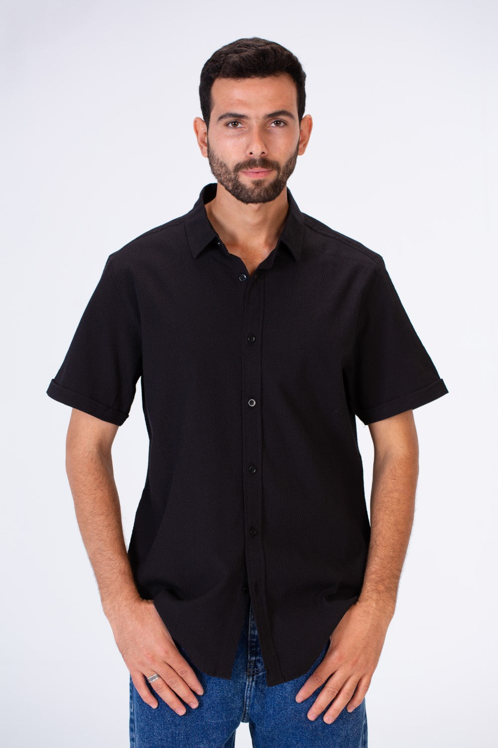 Men's Slim Fit Basic Plain Short Sleeves Shirt With Comfortable Fit