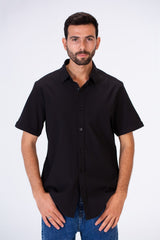 Men's Slim Fit Basic Plain Short Sleeves Shirt With Comfortable Fit