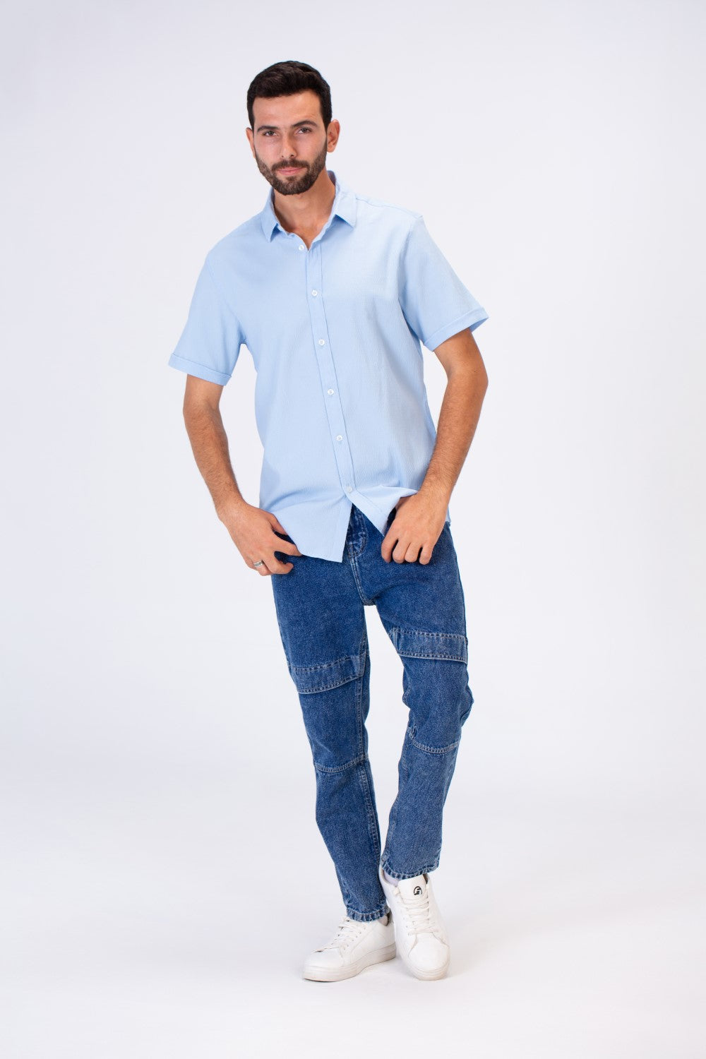 Men's Slim Fit Basic Plain Short Sleeves Shirt With Comfortable Fit