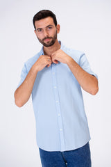 Men's Slim Fit Basic Plain Short Sleeves Shirt With Comfortable Fit