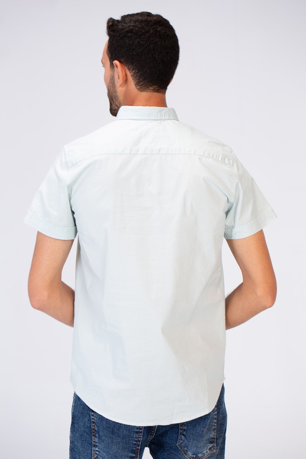 Mens Half Sleeved Slim Fit Basic Plain Shirt Made Of Lycra Poplin Material